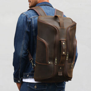 Brown Full Grain Leather Travel & Duffle Bag